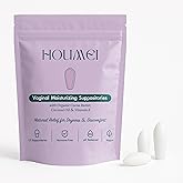 HOUMEI Vaginal Suppositories with Vitamin E and Hyaluronic Acid, Organic Feminine Moisturizer for Dryness & Discomfort Relief, pH-Balanced Natural Feminine Care, 12 Counts