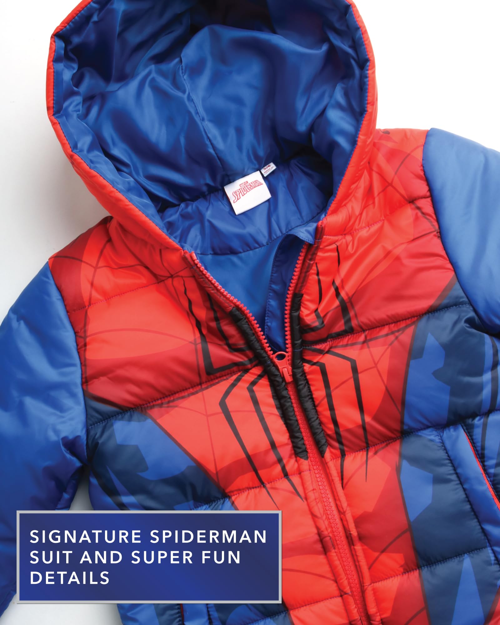 Marvel Spider-Man Boys Snow Suit Set - 2 Piece Insulated Boys Winter Coat Ski Jacket & Ski Pants Bib Overalls for Toddlers