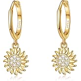 Dainty Dangle Hoop Earrings in 925 Sterling Silver for Women, Small Huggie Earrings with Charm Drop, Jewelry Gift for Her