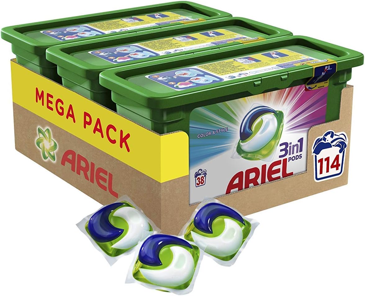 Ariel 3in1 Detergent Pods 114 lavados Colour , (38 x 3) washes