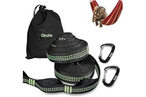BUDOBEG Hammock Straps, Hammock Tree Straps Lightweight Set of Two 10FT Long 32 Adjustable Loops Total with 2 Carabiners Holds up to 1000 Lbs Each Strap