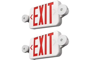 FREELICHT 2 Pack Exit Sign with Emergency Lights, Two LED Adjustable Head Emergency Light with Battery, Exit Sign for Business