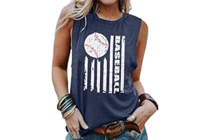VILOVE Baseball Mom Tank Tops Women Casual Sleeveless Tee Shirt Letter Print Summer Tops