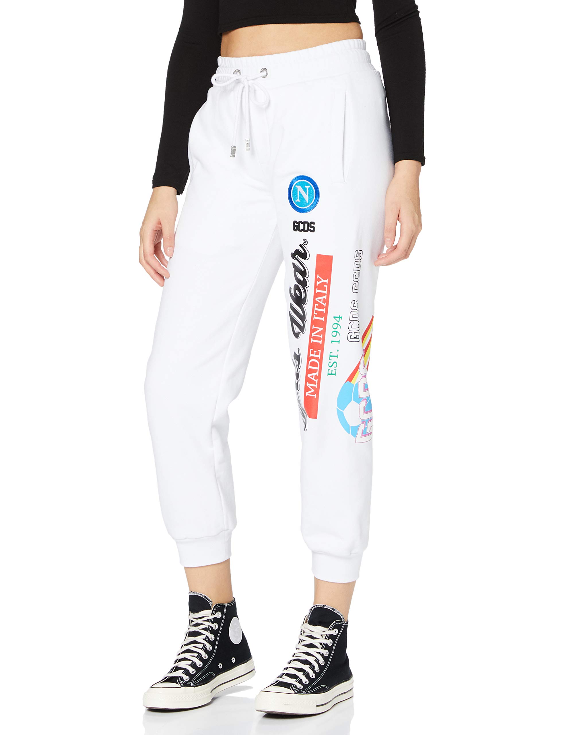 Gcds X SSC Napoli Nascar Pants Unisex โ Adult, White, S