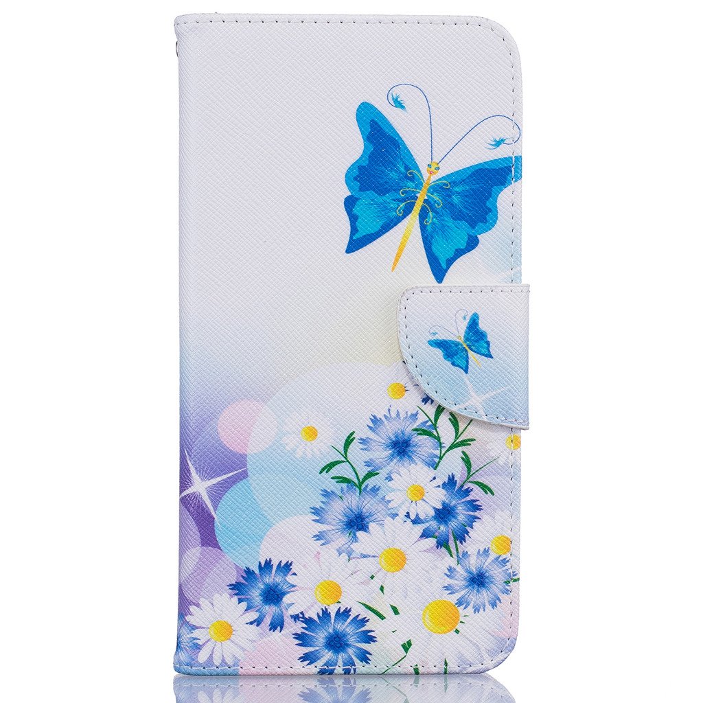 iPhone 7 Plus/iPhone 8 Plus Case [with Screen Protector],Mo-Beauty PU Leather Wallet,Full Body Colorful Pattern Design Flip PU Leather Case Cover For iPhone 7/8 Plus 5.5 Inches (Blue butterfly)