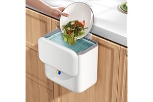 GLEYNEST Compost Bin Kitchen for Countertop or Under Sink, 2.6 Gallon Hanging Small Trash Can with Lid, Garbage Can for Cabinet Door, Indoor/outdoor Food Waste Bin for Kitchen, Bathroom, RV, Office, White
