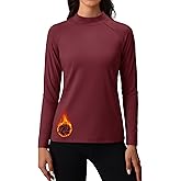 MAGCOMSEN Thermal Shirts for Women Mock Turtneck Long Sleeve Tops Fleece Pullover Workout Running Winter Base Layer