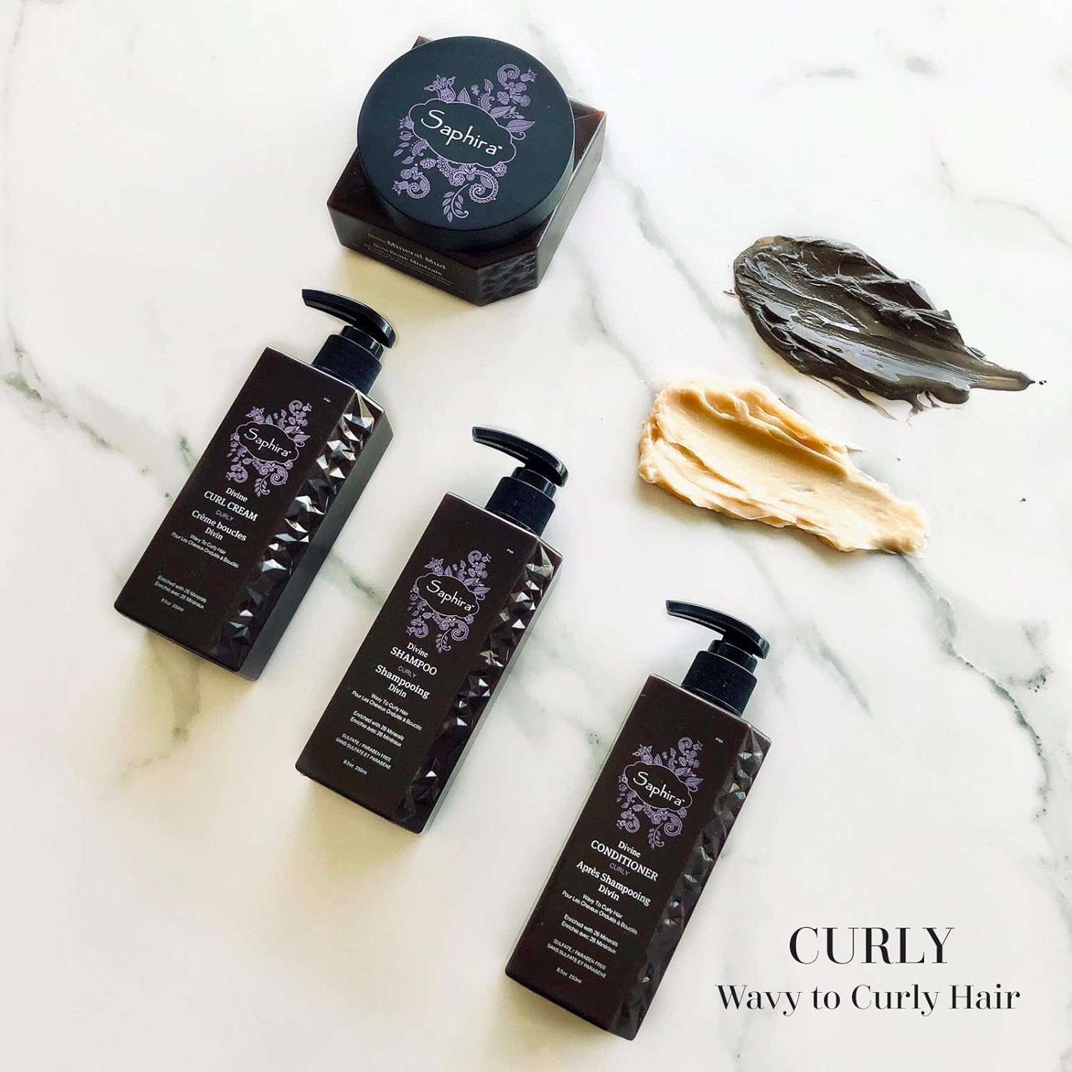SAPHIRA Divine Mineral Mud for Curly and Wavy Hair, 8.5 oz (Original Packaging): Premium Beauty