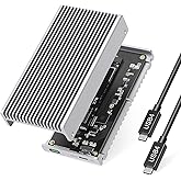 GEWOKLIY Noiseless 40Gbps M.2 NVMe Enclosure, USB C Aluminum External SSD Enclosure Compatible Thunderbolt4/3 8TB SSD Adapter, PCIe Gen4 M.2 SSD Reader Fits 2280/2260/2242/2230mm M B+M Key (Silver)