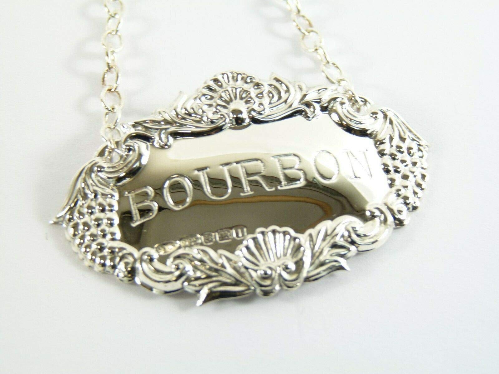 NEW Sterling Silver Grapes DECANTER/Wine Label - BOURBON - Boxed