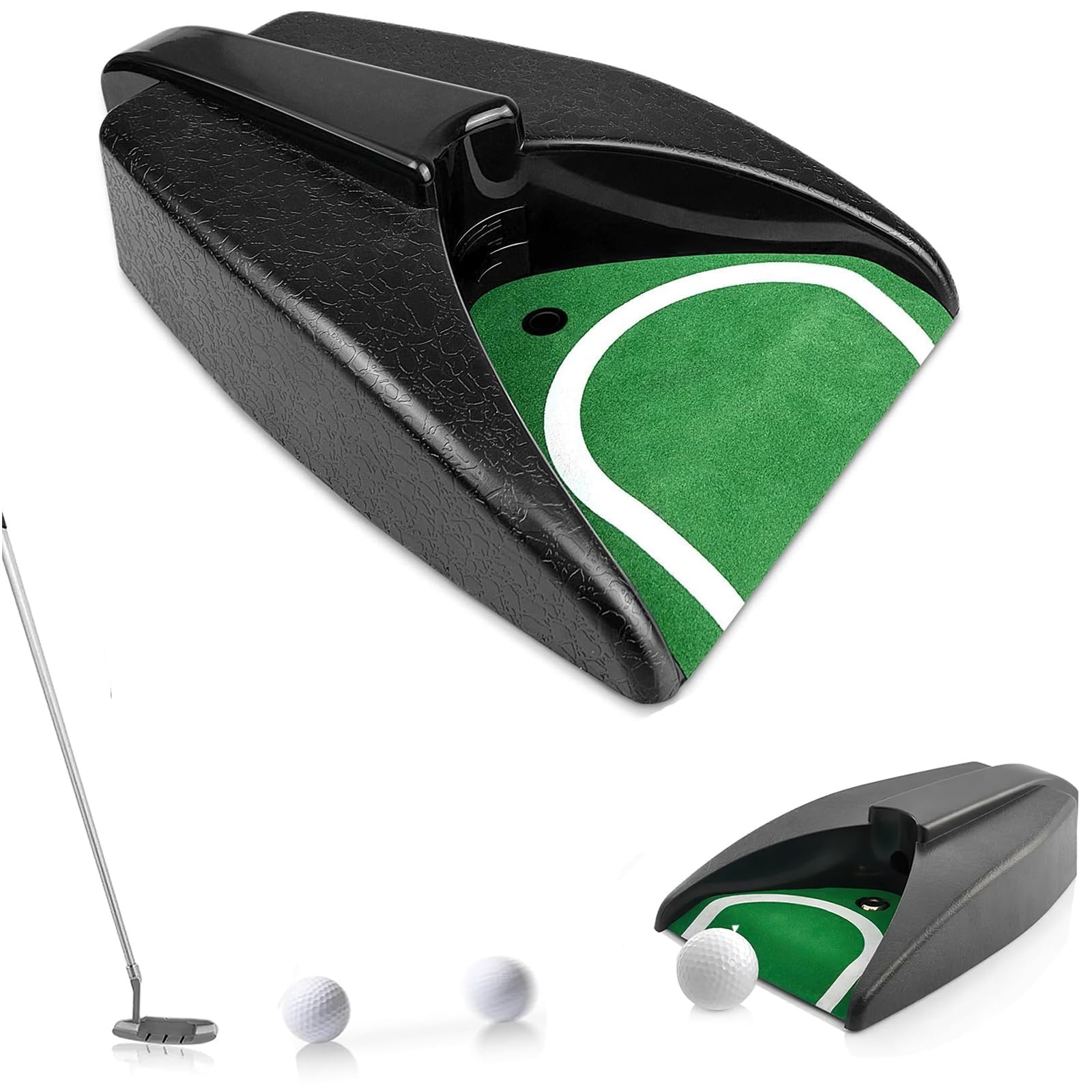 Jasfyee Golf Automatic Putting Returner Cup - Battery Operated Indoor/Outdoor Ball Return Aid with 5 Tees, Perfect for Accuracy Training and Golf Gifts for Men Office Practice