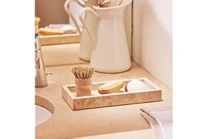 Navaris Travertine Decorative Tray - Durable Bathroom Organiser - Trays for Perfume, Jewellery, Vanity & Coffee Table Decor -