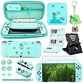 Accessories Bundle for Nintendo Switch OLED Animal Crossing Model 2021 - YOOWA Accessory kit NS Oled Animal Crossing Set with Carrying Case Protective Cover Screen Protector Game Card Holder Stand