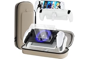 QUAGGY 3-in-1 Accessoris Kit Compatible with PlayStation Portal, EVA Carrying Case for PS Portal with Silicone Protective Cover with Stand, 2 Pack Screen Protectors, Handbag for PS5 Portal (White)