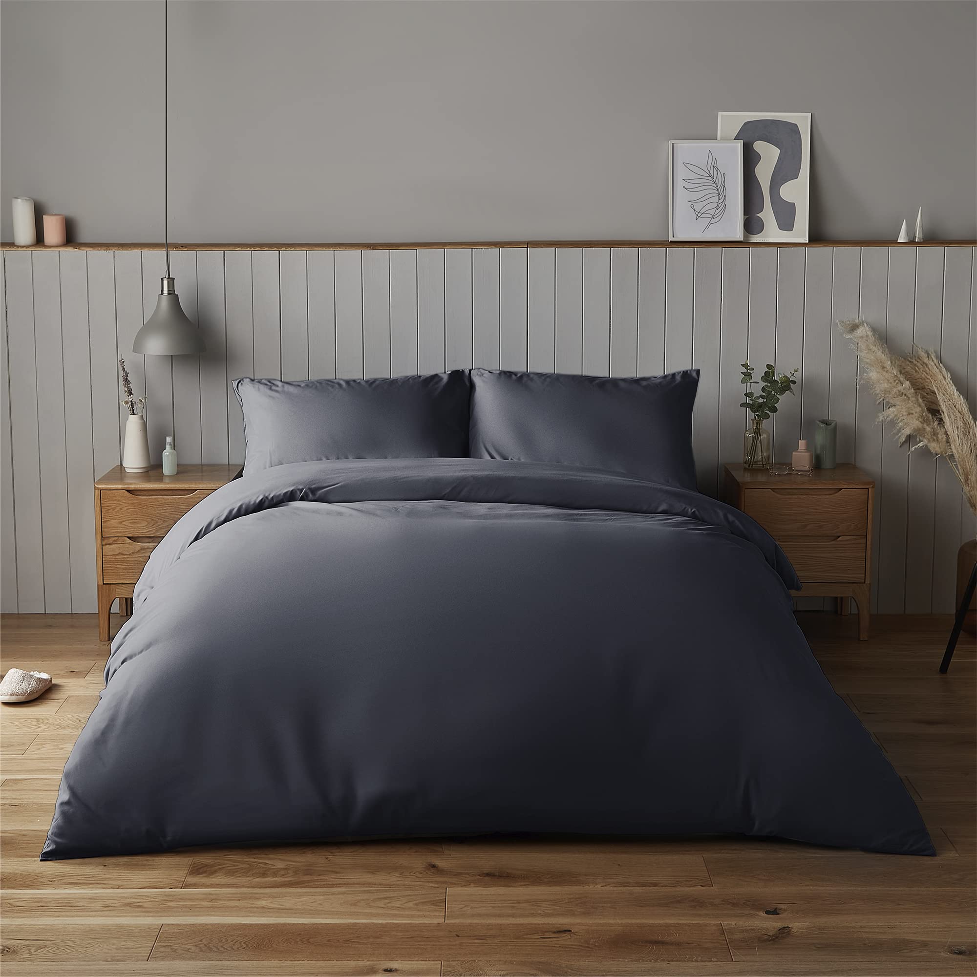 Silentnight Supersoft Collection Petrol Navy Duvet Cover Set. Supersoft Snuggly Easy Care Duvet Cover Quilt Bedding Set - Double (200cm x 200cm) + 2 Matching Pillowcase