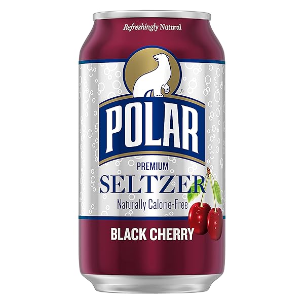 POLAR SELTZER WATER BLACK CHERRY, 12 FL OZ CANS, 18 PACK