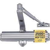 LYNN HARDWARE Medium/Heavy Duty Commercial Door Closer with Speed Controls | Contractors Choice, Adjustable Speed &amp; Force, Automatic Door Closers, 3 Mounting Options, 3 Hour Fire Rated (DC7016 Silver)