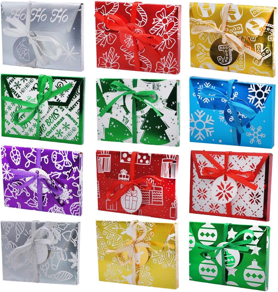 JOYIN 36 PCS Christmas Fancy Foil Gift Card Boxes with Ribbon - Image 3