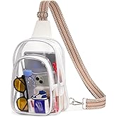 Flowston 3 Pockets Clear Bag for Stadium Events Large Clear Sling Crossbody Backpack Fanny Pack Concert Purses for Women Men