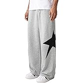 SHENHE Boy's Baggy Sweatpants Wide Leg Star Graphic Drawstring Athletic Workout Pants Trousers
