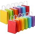 24 Pieces Kraft Paper Party Favor Gift Bags with Handle Assorted Colors (Rainbow)