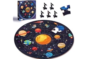 TAOZI&LIZHI Solar System Floor Puzzles Kids Ages 3-5, 4-8, Large 48 Pieces Round Space Planets Jigsaw Puzzle Toys, Educational Learning Birthday Gifts for 6 7 8-Year-Old Toddlers Boys Girls Children
