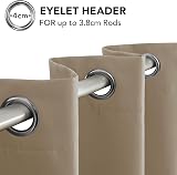 Deconovo Eyelet Curtains Thermal Insulated Blackout 140x260 Khaki 1 Pair view 7