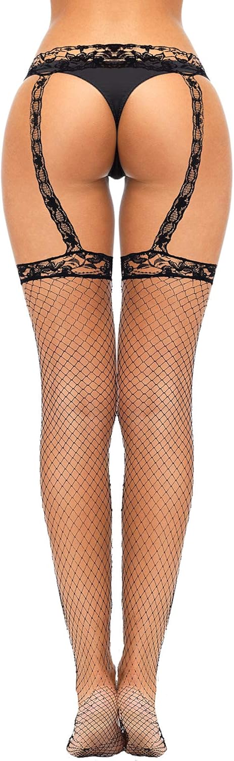 6 Pairs Women Suspender Pantyhose Stockings Valentine's Day Fishnet Tights Stretchy High Stockings for Dress up Favors at  Women’s Clothing store