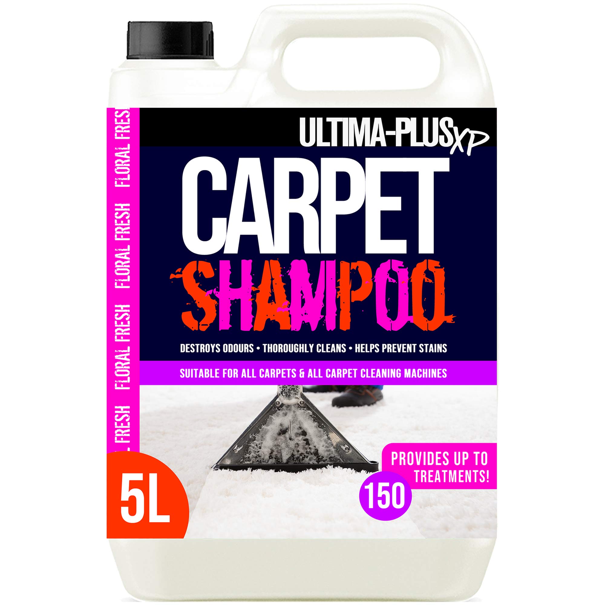 Ultima-Plus XP Carpet Cleaning Shampoo - High Concentrate Cleaning Solution for all Carpets - Perfect for Pet Owners (Floral Fresh Fragrance, 5 Litres)