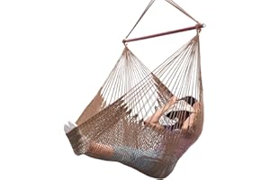 YAERSI Large Hammock Chair,Caribbean Hammock Chair with Spreader Bar,Large Hammock Swing Chair,Rope Hanging Chair for Indoor/Outdoor/Backyard/Living Room, Max 300 LBS
