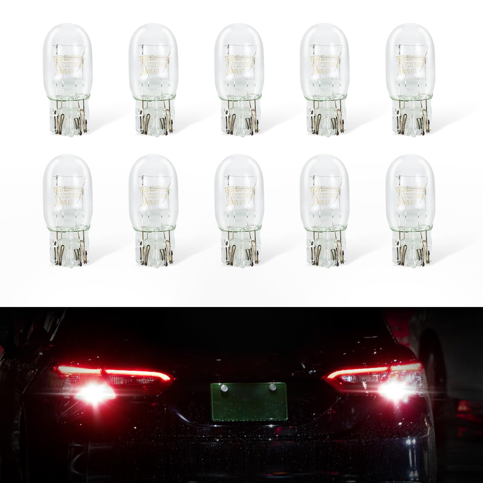 Photo 1 of Wogomz 10PCS Car 7443 Bulb, 7443 Mini Bulb, T20 1891 Automotive Bulbs Replacement for DRL Taillight Turn Signal/Brake/Back-Up/Reverse Lights, Universal Lighting Car Accessories (White)