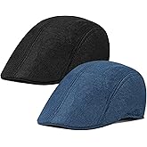 Xinveen 2 Pack Men's Newsboy Hat Imitation Linen Beret Ivy Cap Irish Cabbie Driving Hunting Hats