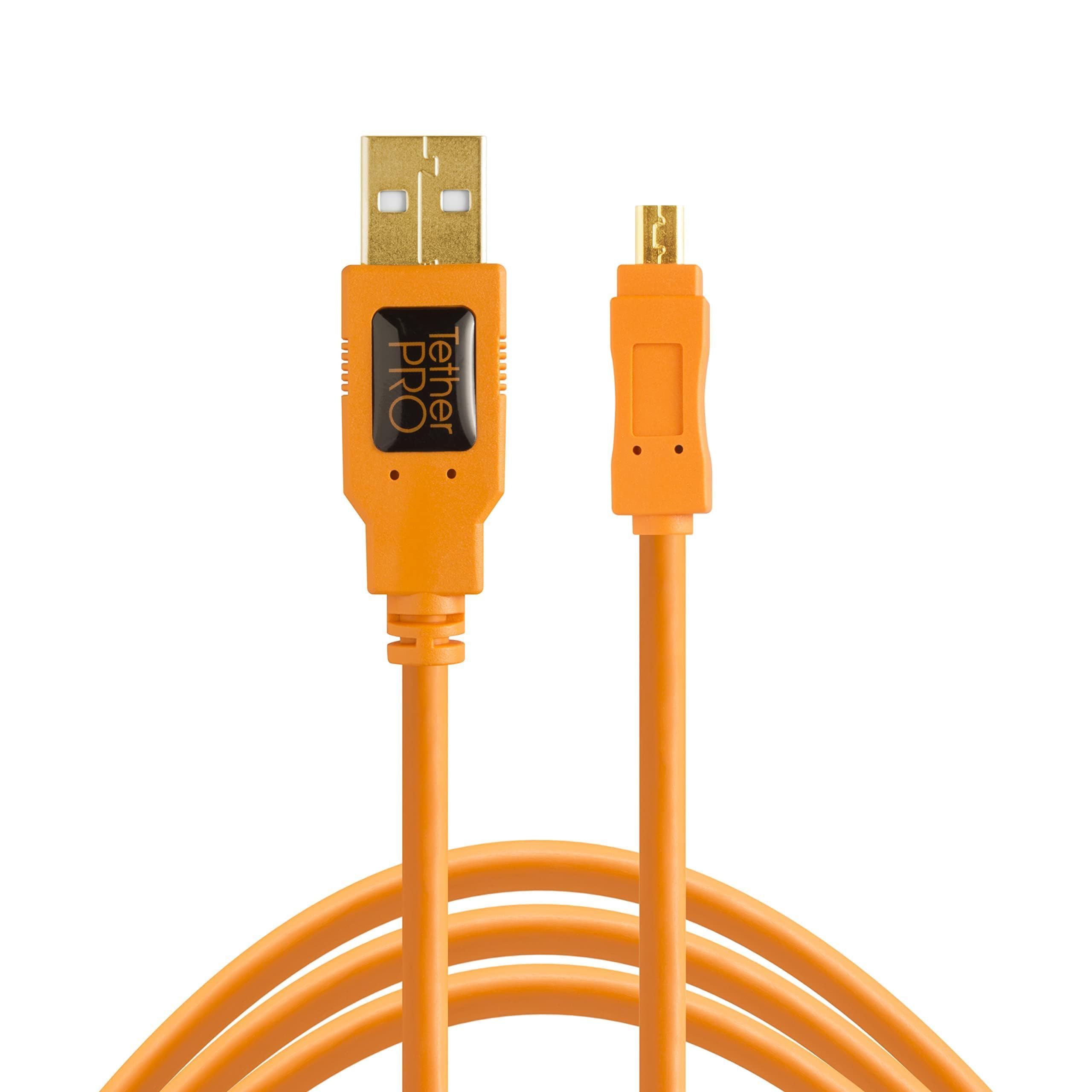 Tether Tools TetherPro USB 2.0 A/Mini-B 8 Pin USB Cable 15 inches ORG [TET-CU8015-ORG]