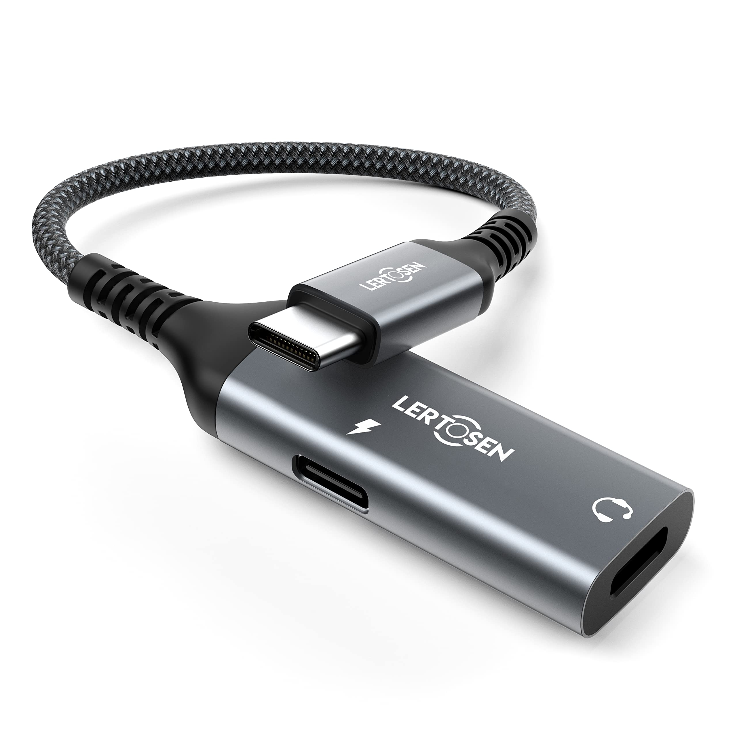 LERTOSEN USB C Splitter, Dual USB C Headphone and Charger Adapter,2-in-1 Type C Audio Dongle Cable with PD 60W Fast Charging Support Call Music for Pixel 4 3 2 XL,Galaxy S24 S23 S22 S21 S20,Xperia