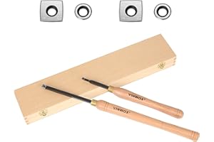 VINWOX 2 PCS Negative Rake Carbide Chisel Set, Including Square 2" Radius Arc and 3/8" Round Carbide Tip, Wood Lathe Turning Tool, Pen Turning tool, Pen Making, 2 PCS Extra Free Carbide Tip