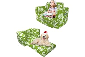 OSYKIU Kids Sofa, 2-in-1 Toddler Fold Out Couch, Comfy Convertible Lounger, Foam Sofa for Boys Girls Gifts, Baby Bed for Dogs Cats Pets