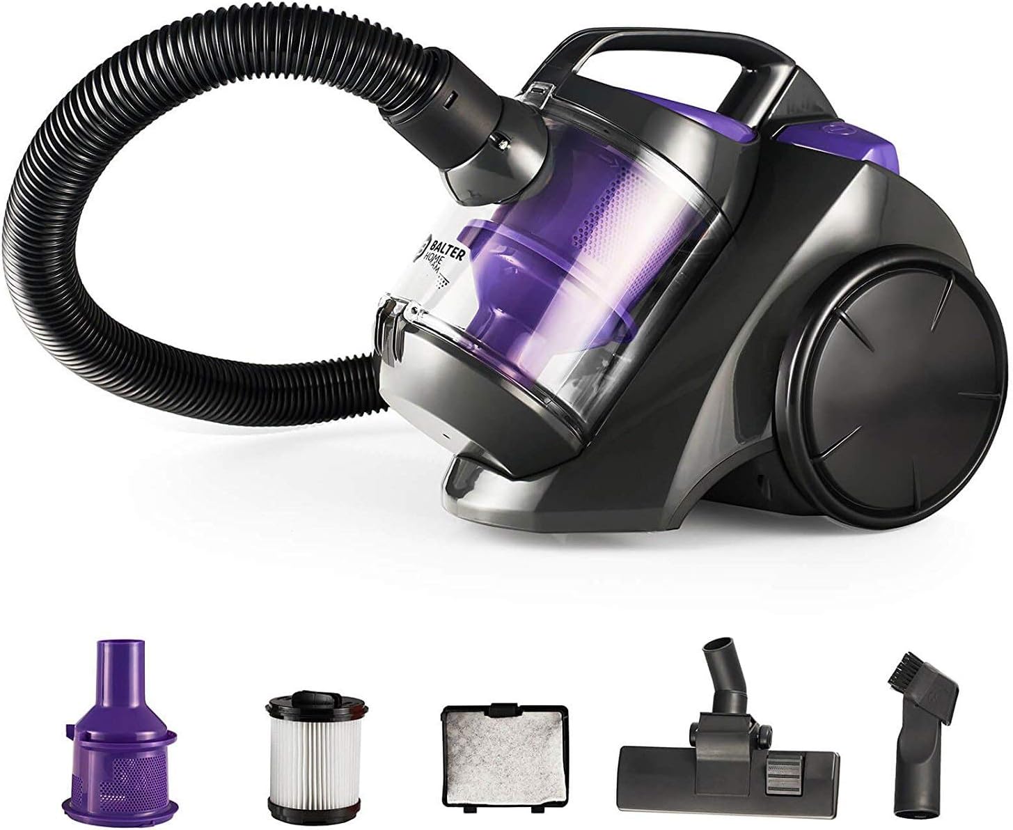 Balter Vento A1 Staubsauger, Beutellos, ohne Beutel, kompakt und leicht, HEPA-Filter, Lila