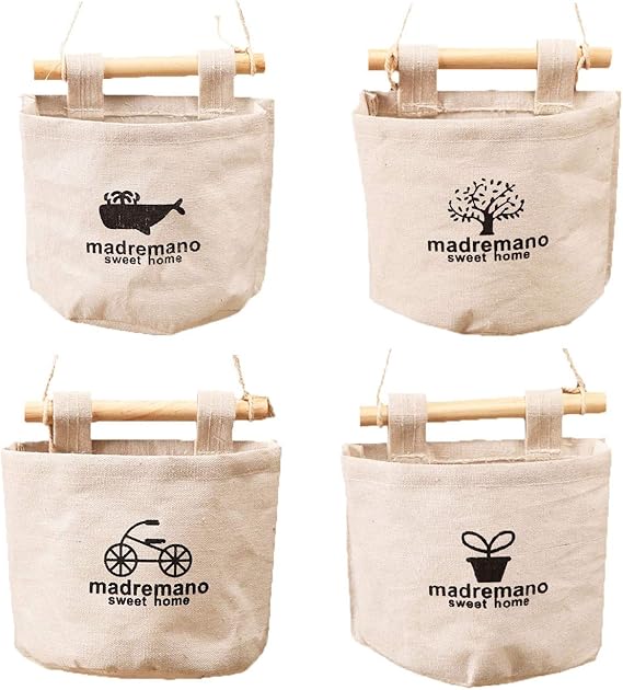 4 piezas bolsa de almacenamiento colgante de pared o puerta armario