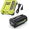 Powerextra 40V 7.0Ah Replacement Battery Compatible with Ryobi 40V Battery and Charger Kit for Ryobi OP4026 OP40601 OP4050A OP4040 OP4030 OP4050 with OP401 Ryobi 40V Charger