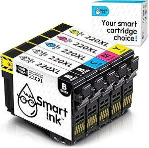 Smart Ink Remanufactured Ink Cartridge Replacement for Epson T220 220XL 220 XL (2 Black, C/M/Y 5 Combo Pack) to use with Workforce WF-2630 WF-2650 WF-2750 WF-2760 Expression Home XP-320 XP-420 XP-424
