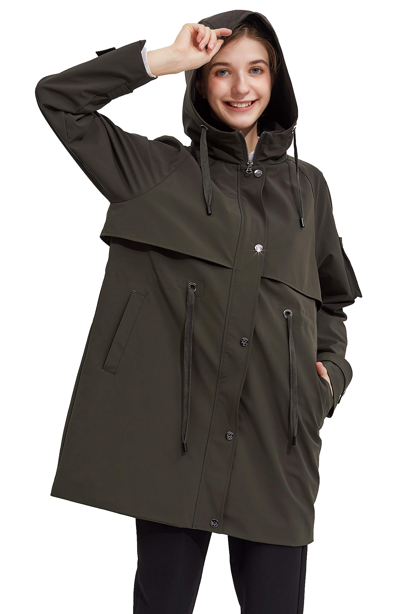 Orolay Women's Long Windbreaker Hooded Light Jacket Active Outdoor Anoraks