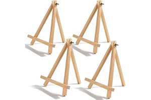 DOMMARE 9.4 in Wooden Easel Stand for Painting, Canvases, Art, Crafts, Tabletop Easels Easter Mother Father Day Gifts, Small Wood Table Top Paint Tripod Station for Photo Picture Sign Holder(4 Pack)