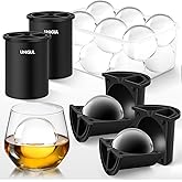 Clear Ice Cube Maker, 2.5" Stainless Large Round Ice Ball Mold for Whiskey | Space-Saving &amp; Easy-Release Round Ice Cube Molds, Ice Ball Makers with Ice Box &amp; Tong, Whiskey Gifts for Men, 2 Pack