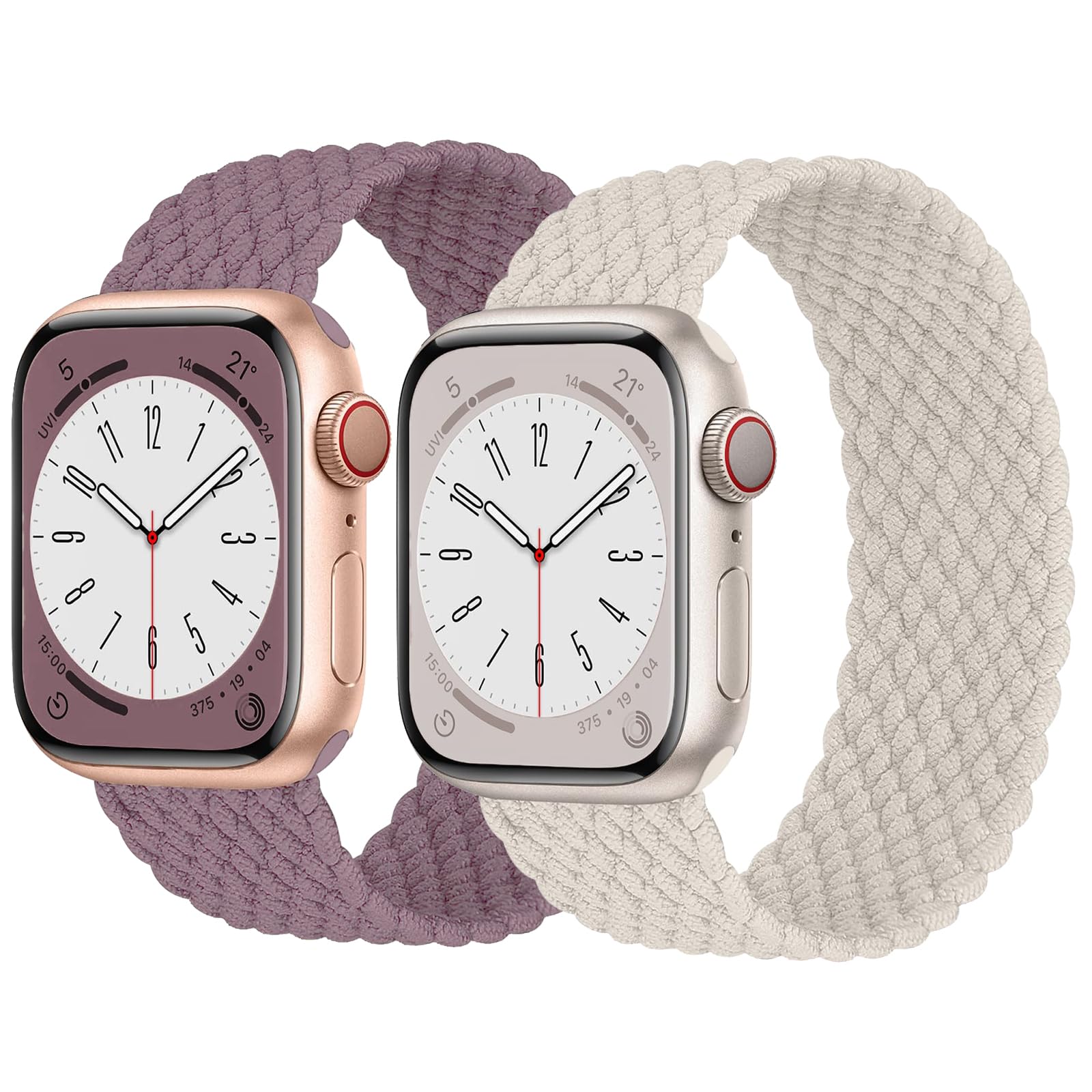 Photo 1 of 2 Pack Braided Solo Loop For Apple Watch Band 40mm 41mm 42mm 44mm 45mm 46mm 38mm 49mm Ultra 3 2 Women men,Stretchy Woven Nylon Elastic Strap Wristbands For iWatch Series 11/10/9/8/7/6/5/4/3/SE 2/SE 3