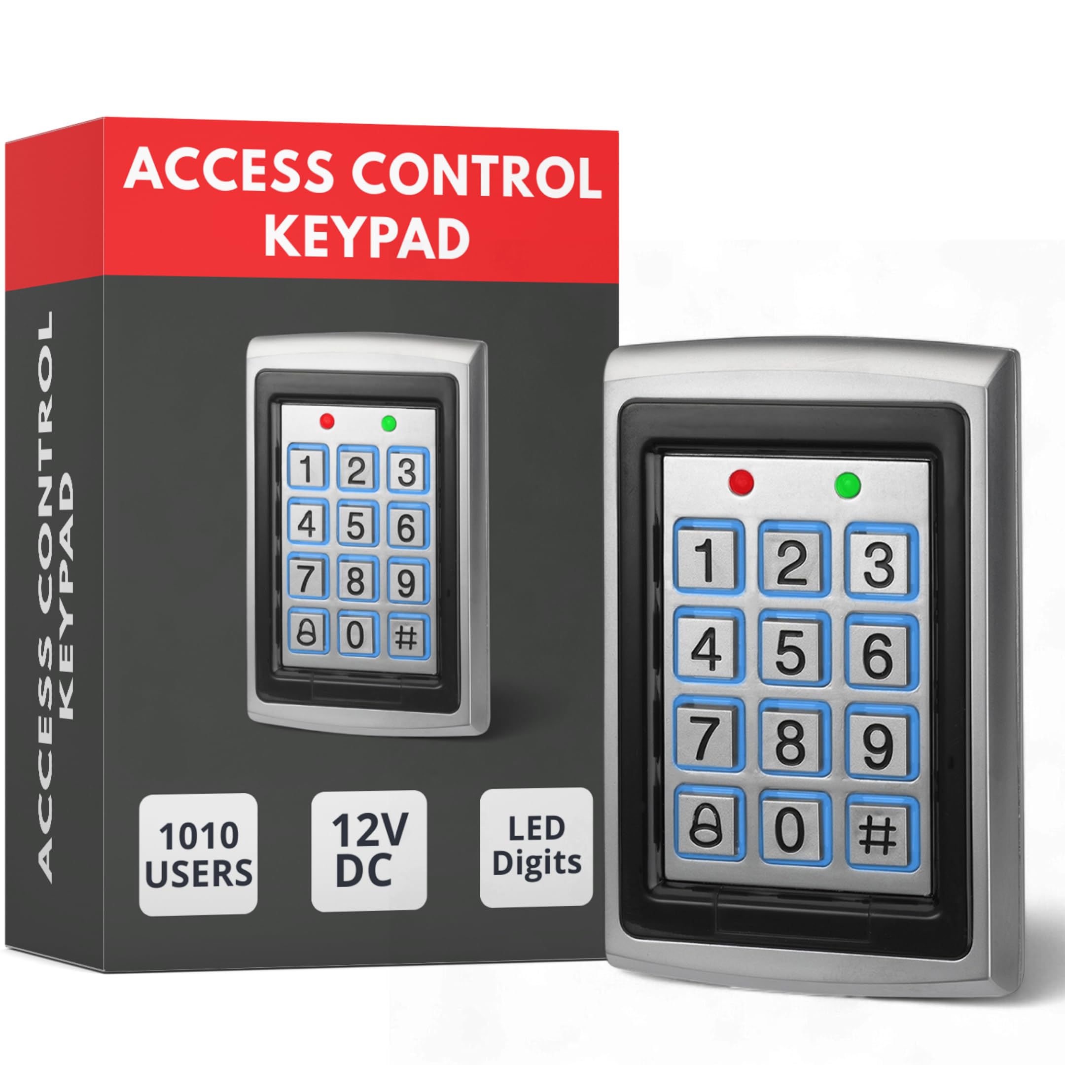 SecureMyDoor Proximity Digital Keypad for Door Entry System | with Both RFID Fobs and Pin Code Entry | For Indoor Security Access Control Use | Touchpad Backlight Keypad | Standalone Touchpad LED