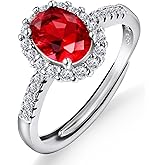 Waimore Adjustable Horseshoe Ring for Women, Ruby Red Cubic Zirconia Statement Jewelry, Nickel-Free White Gold & Platinum Plated Design for Anniversary, Engagement, Birthday or Everyday Wear