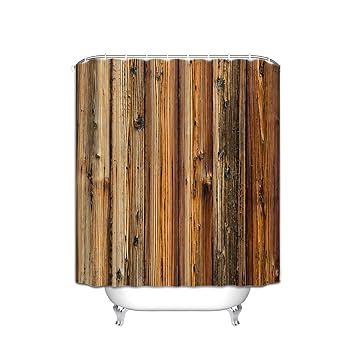 Amazon Com Shower Curtain Water Rustic Old Barn Wood Brown