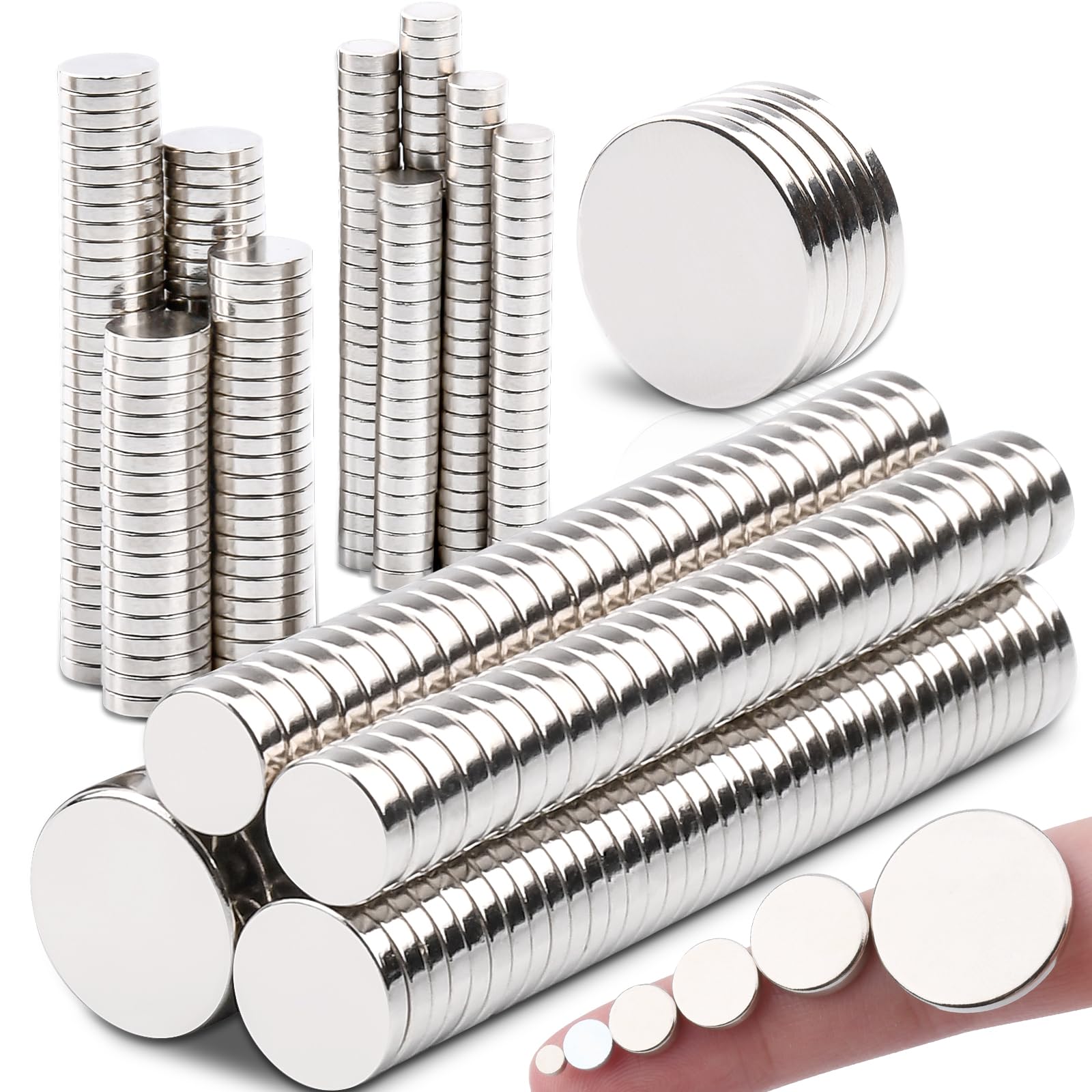Photo 1 of 345PCS Strong Neodymium Disc Magnets, 6 Different Sizes,Rare Earth Magnets Heavy Duty Round Small Tiny Magnet for Crafts,Refrigerator Magnet for Office School Whiteboard Kitchen