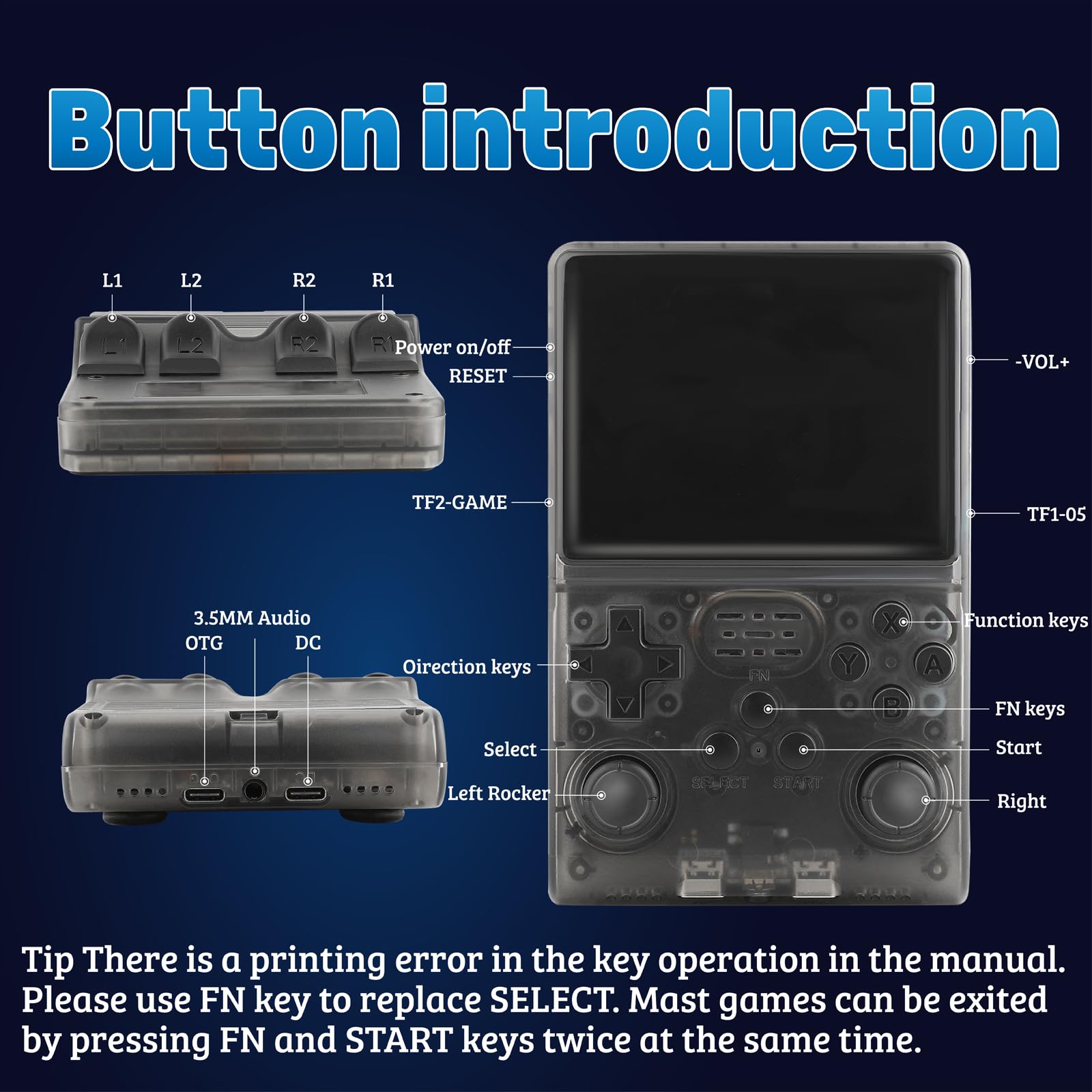 WYGaming R40S Pro+ Handheld Game Console, 30000 in 1 Games Mini Retro Video Console, 3.5-Inch IPS Screen,256GB TF Memory Memory,Built in 45+ Emulators,3800mAh Battery (Transparent Black 256G)