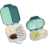 b.box Mini Lunch + Snack Containers (Emerald Forest): 2-Pack Set Includes Lunch Box (4 1/4 Cup Capacity) & Snack Box (1 3/4 Cup Capacity). Easy Open Bento Containers, School Supplies